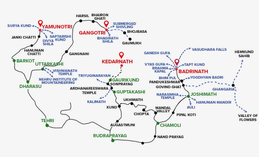 char dham yatra route map